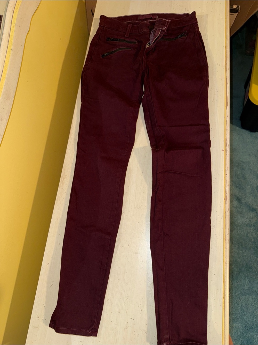 J Brand Plum Skinny Pants with Zip Pockets- size 25